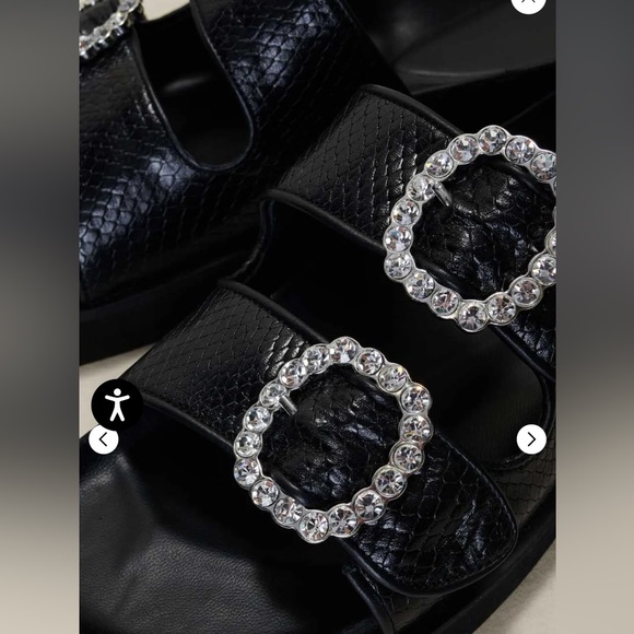 Maje Paris Black Slide Sandals with Rhinestone Buckles NWOB- FR 40- US 9.5/10 - Picture 5 of 12